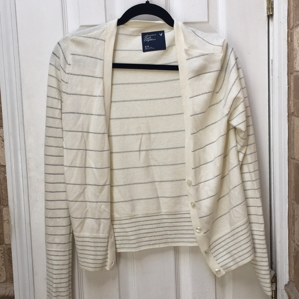 AE women’s cream and silver cardigan size M
